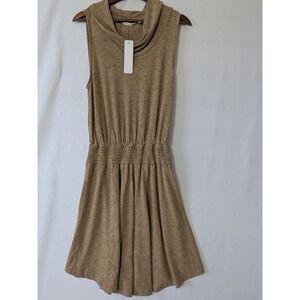 Soft Surroundings Kerry Dress‎ Cowl Neck Smocked Soft Stretchy Flowy Tan Size SP